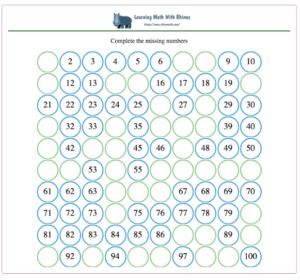 1-100 missing numbers worksheet #6