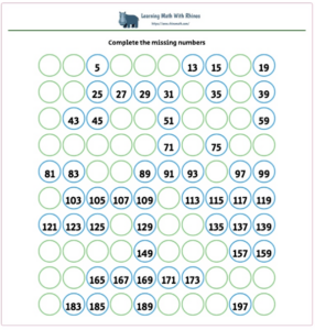1-100 missing numbers worksheet #10