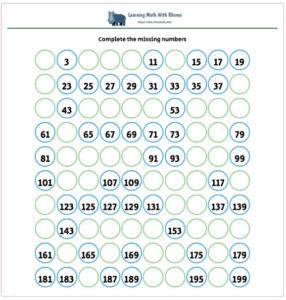 1-100 missing numbers worksheet #11