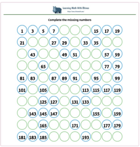 1-100 missing numbers worksheet #2