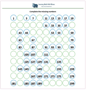 1-100 missing numbers worksheet #4