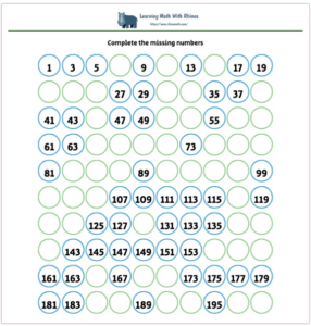 1-100 missing numbers worksheet #5