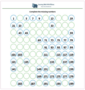1-100 missing numbers worksheet #7