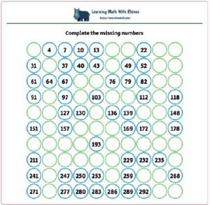 1-300 complete numbers jump 3 worksheet #10