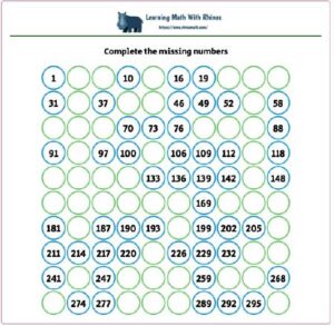 1-300 complete numbers jump 3 worksheet #8
