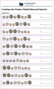 counting usa coins penny nickles dimes and quarters