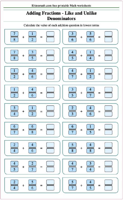 Read more about the article Adding Fractions Where the Result Is Greater Than 1