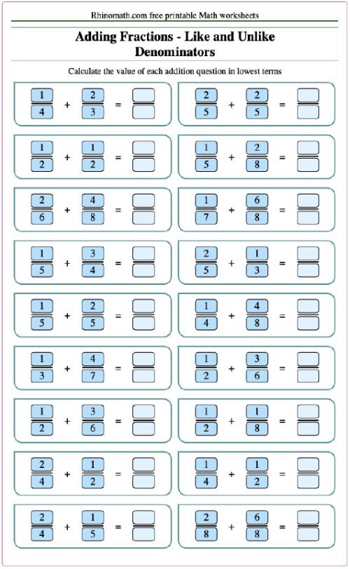 Read more about the article Adding Fractions Where the Result Is Less Than 1