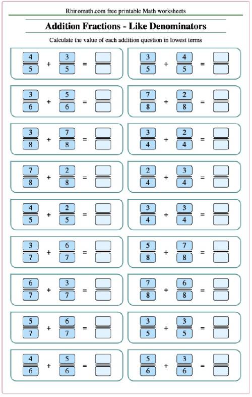 Adding Fractions - Like Denominators-res greater than 1