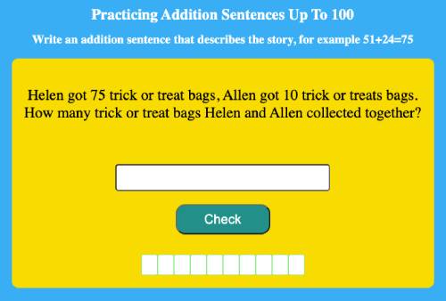 Addition sentences that sum up to 100