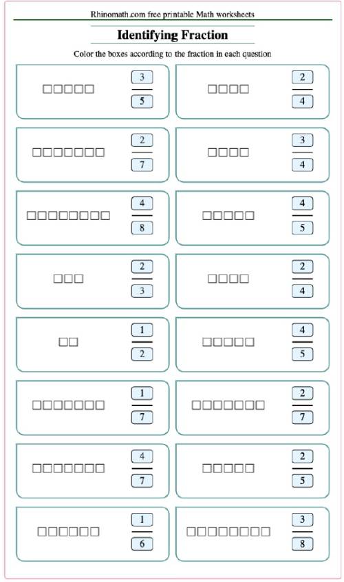 Coloring and identifying fractions-type1