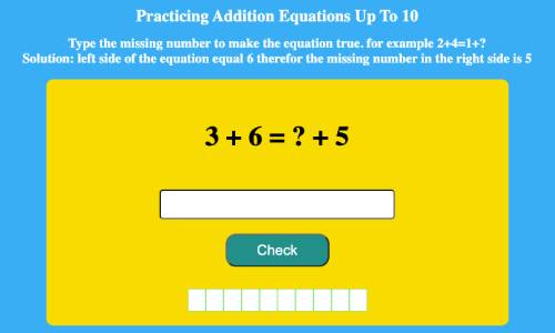 Practicing Addition Equations Up To 10