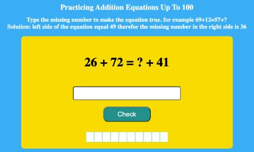 Practicing Addition Equations Up To 100