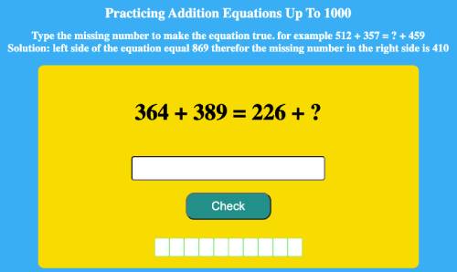 Practicing Addition Equations Up To 1000