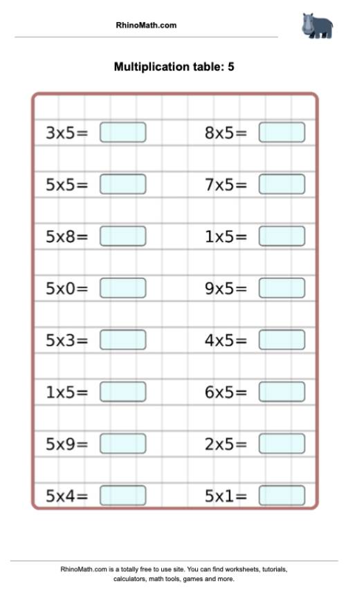 Read more about the article Times tables – 5