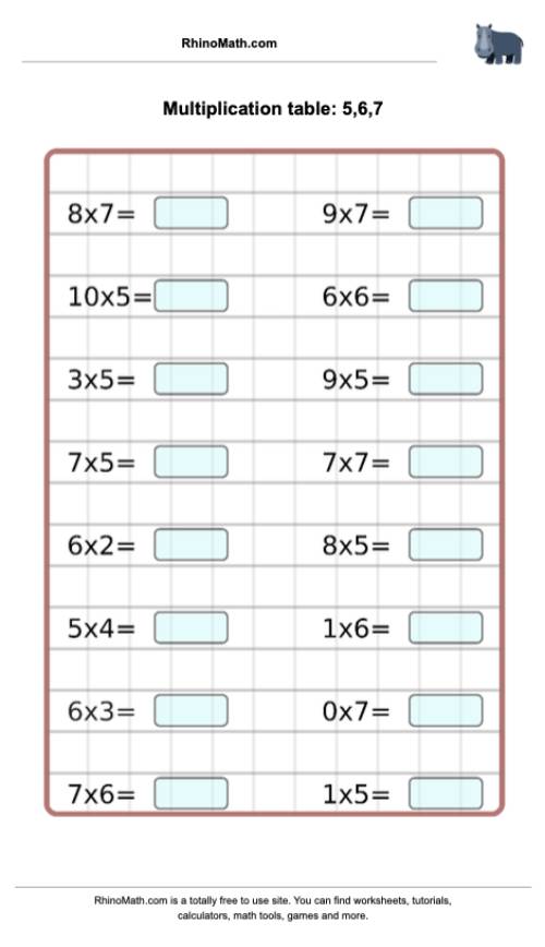 Read more about the article Times tables – 5,6,7