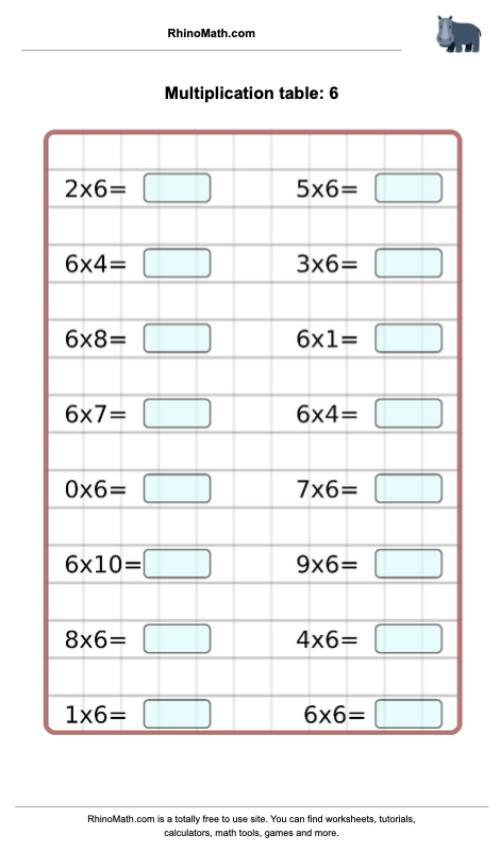 Read more about the article Times tables – 6