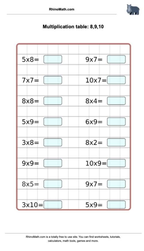 Read more about the article Times tables – 8,9,10