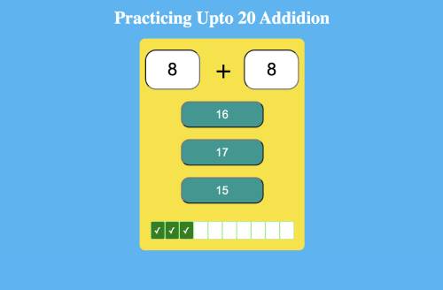 practice adding 2 numbers up to 20 fun game