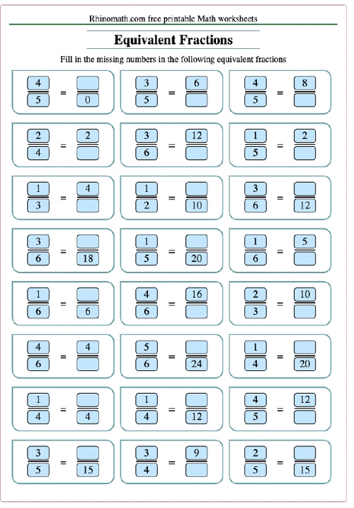 equivalent fractions mixed - med