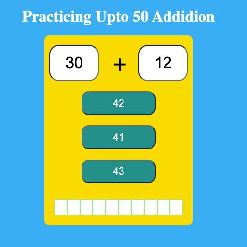 Read more about the article Addition with 2 numbers up to 50 Math game