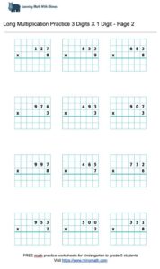 long multiplication practice 3digits x 1digits - Page 2