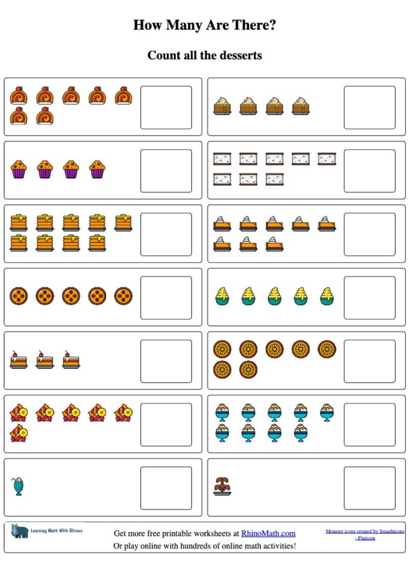 Read more about the article Count the desserts and write the total (1-10) -v1