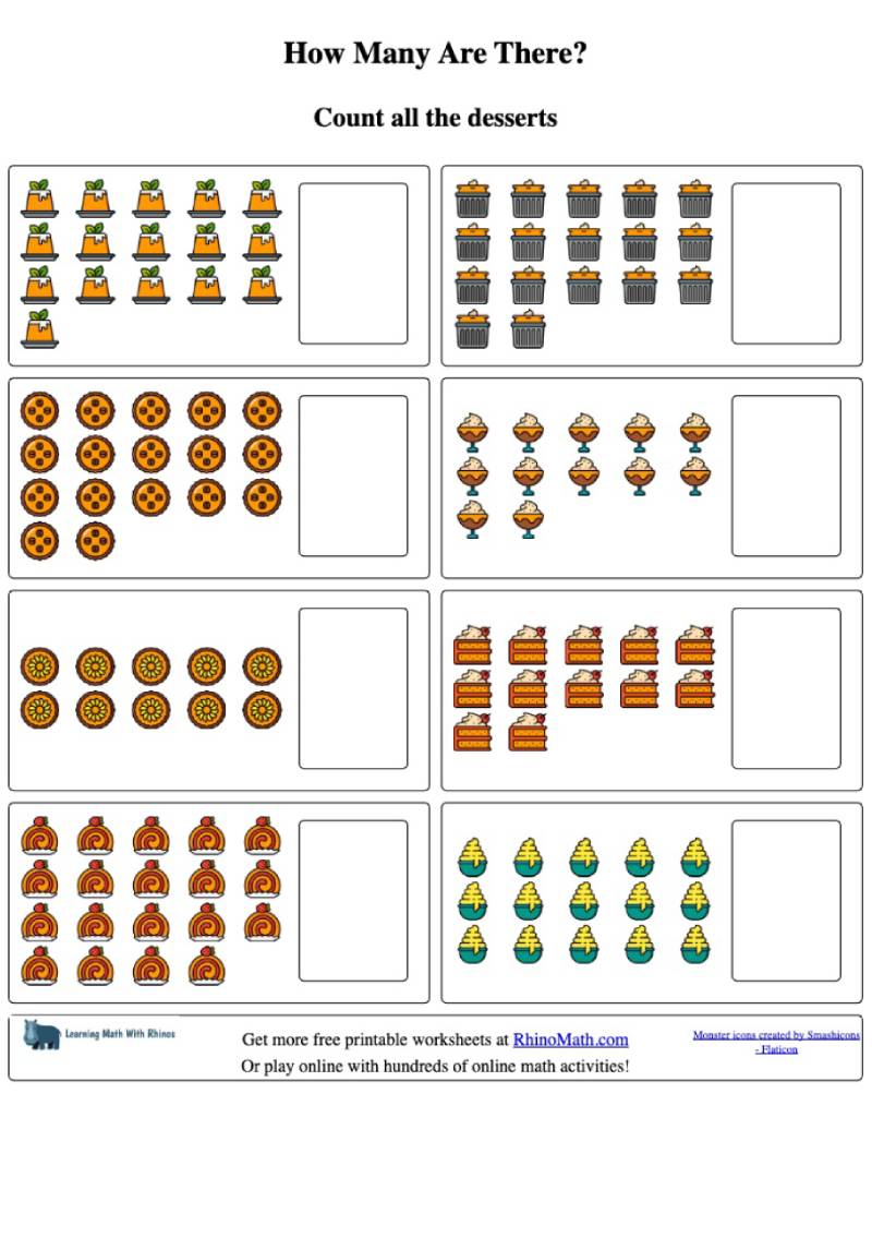 Read more about the article Counting desserts and writing the number (10-20) – worksheet maker