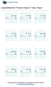 long multiplication 3digit x 1digit - Page 1