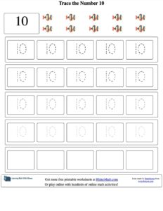 Tracing the Number 10 - Number Tracing Worksheets - RhinoMath.com ...