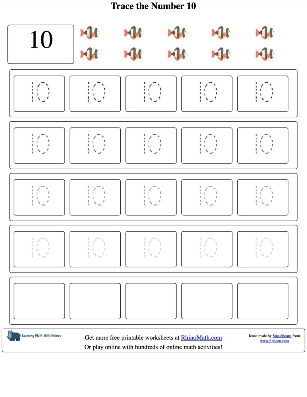 Read more about the article Tracing the Number 10 – Number Tracing Worksheets