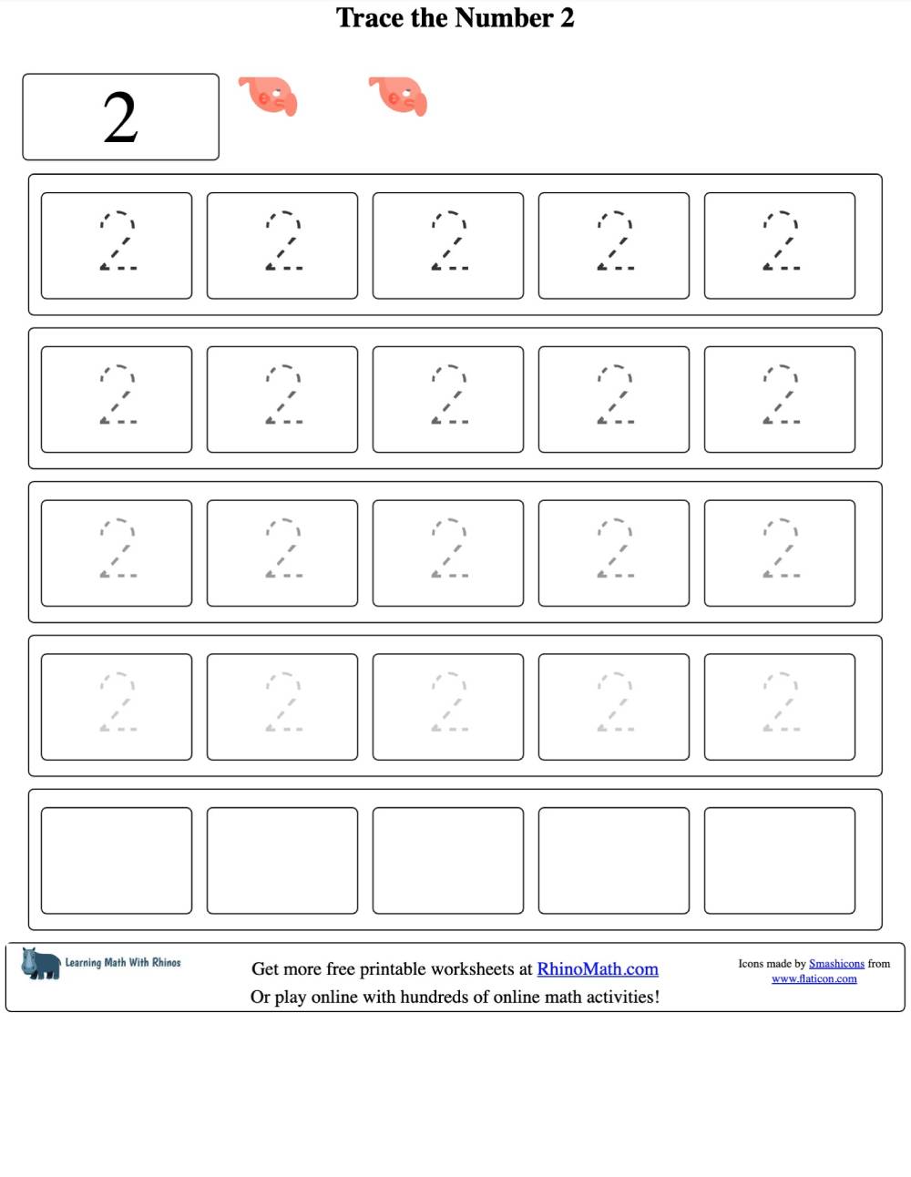 Read more about the article Tracing the Number 2 – Number Tracing Worksheets