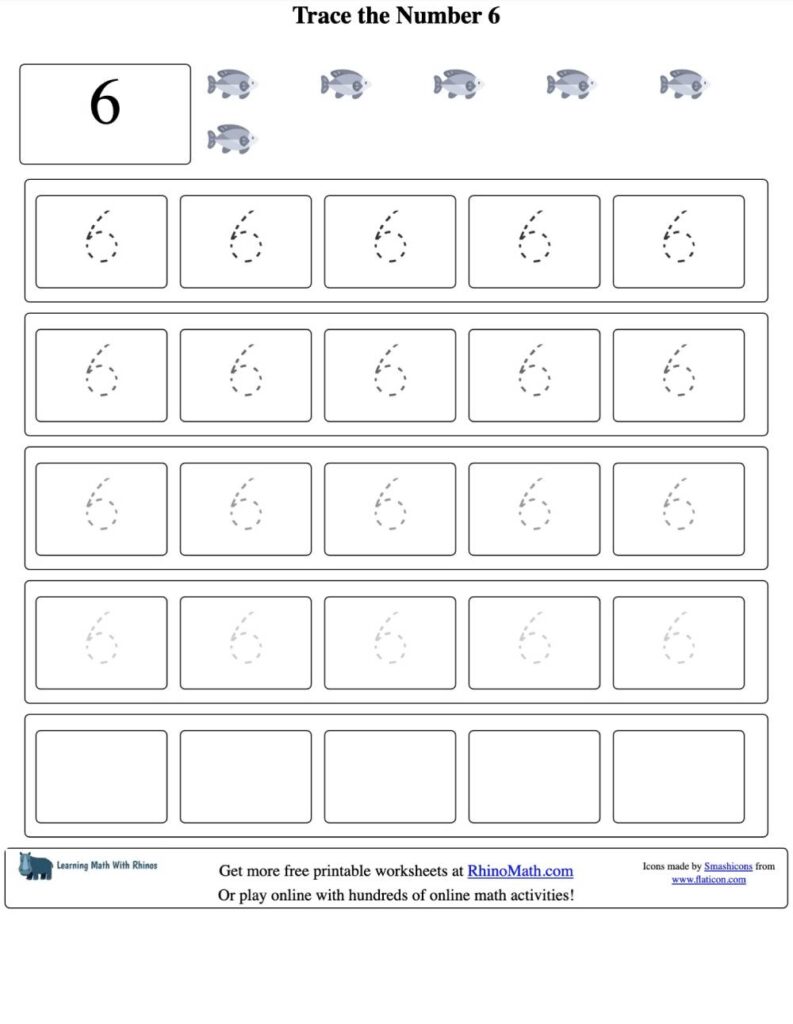 number 6 trace - v1 - worksheet