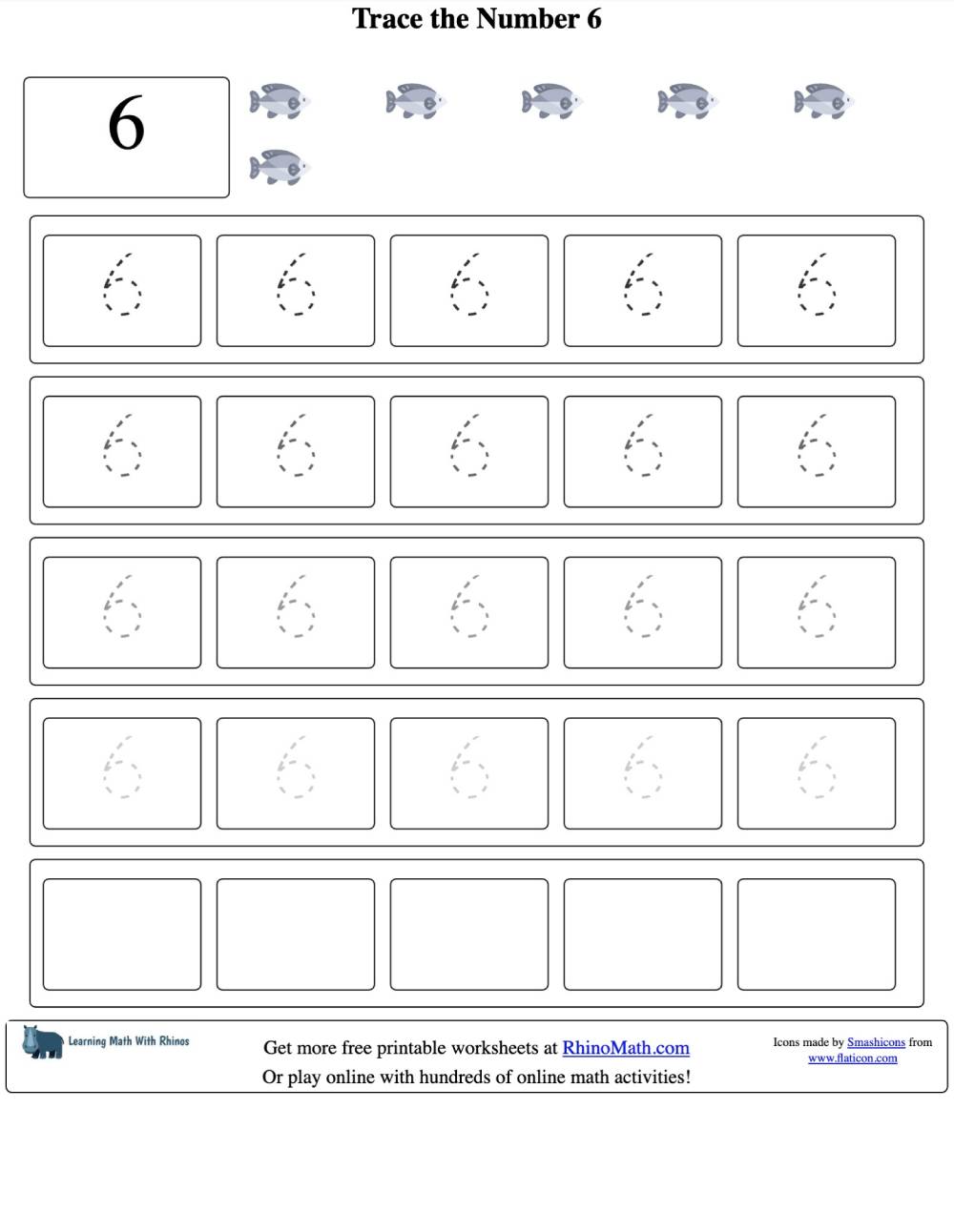 Read more about the article Tracing the Number 6 – Number Tracing Worksheets