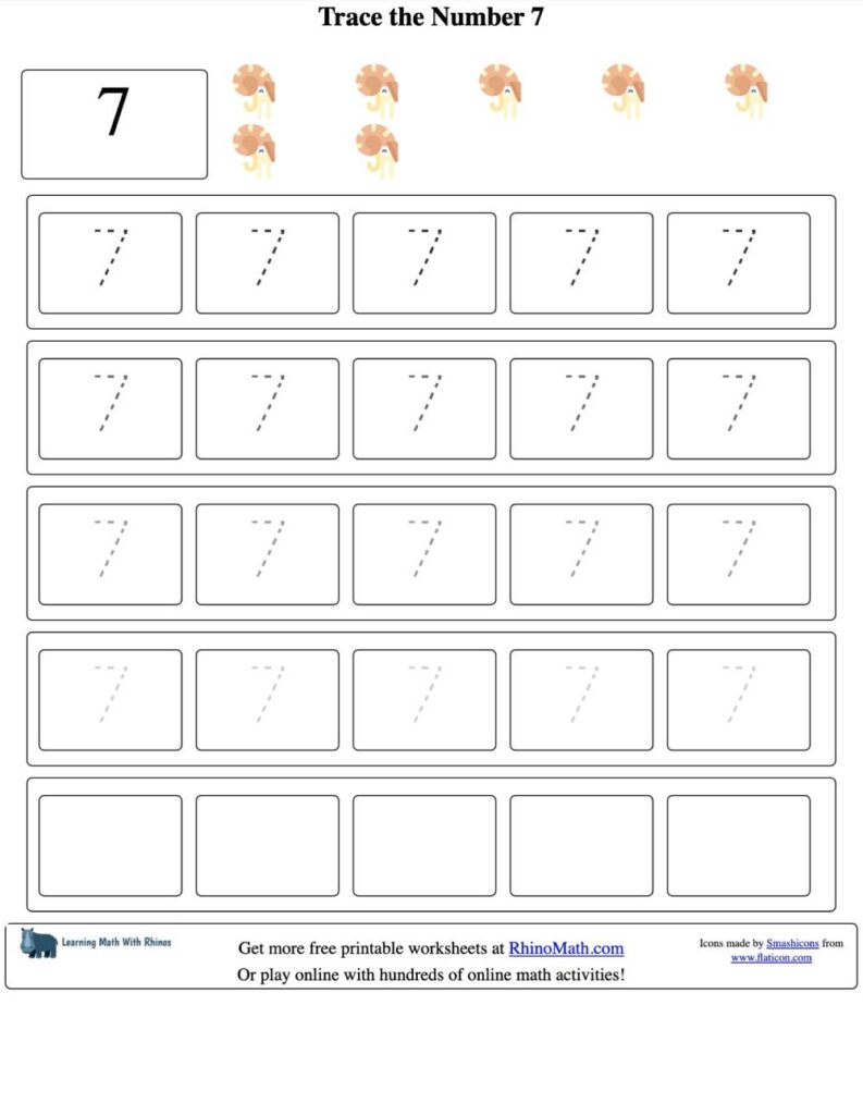 number 7 trace - v1 - worksheet