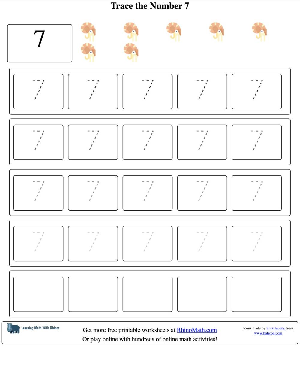 Read more about the article Tracing the Number 7 – Number Tracing Worksheets