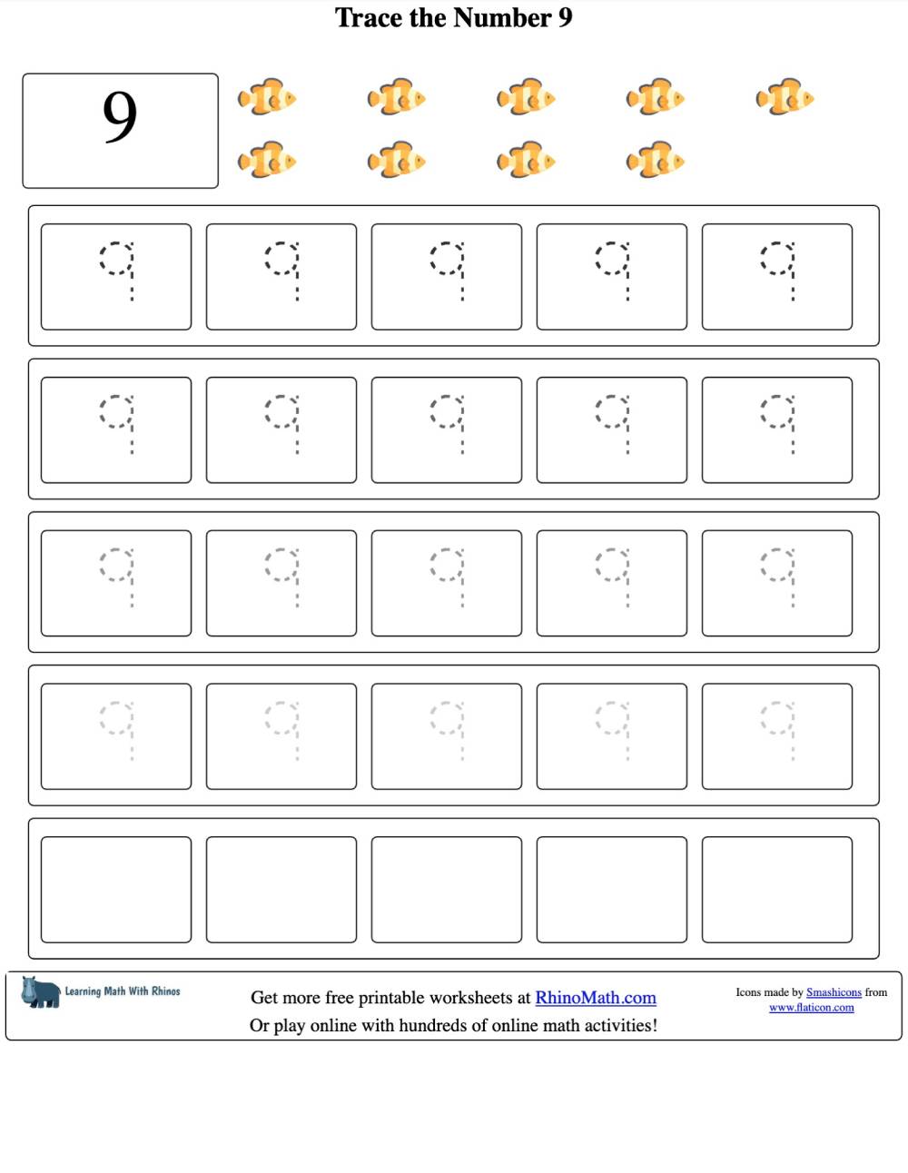 Read more about the article Tracing the Number 9 – Number Tracing Worksheets