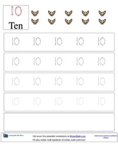 Tracing the Number 10 - Number Tracing Worksheets - RhinoMath.com ...