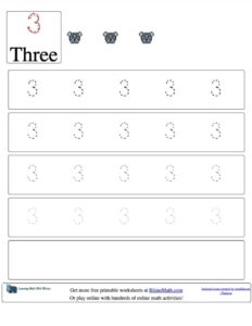 trace the number 3 v2 rhinomath worksheet