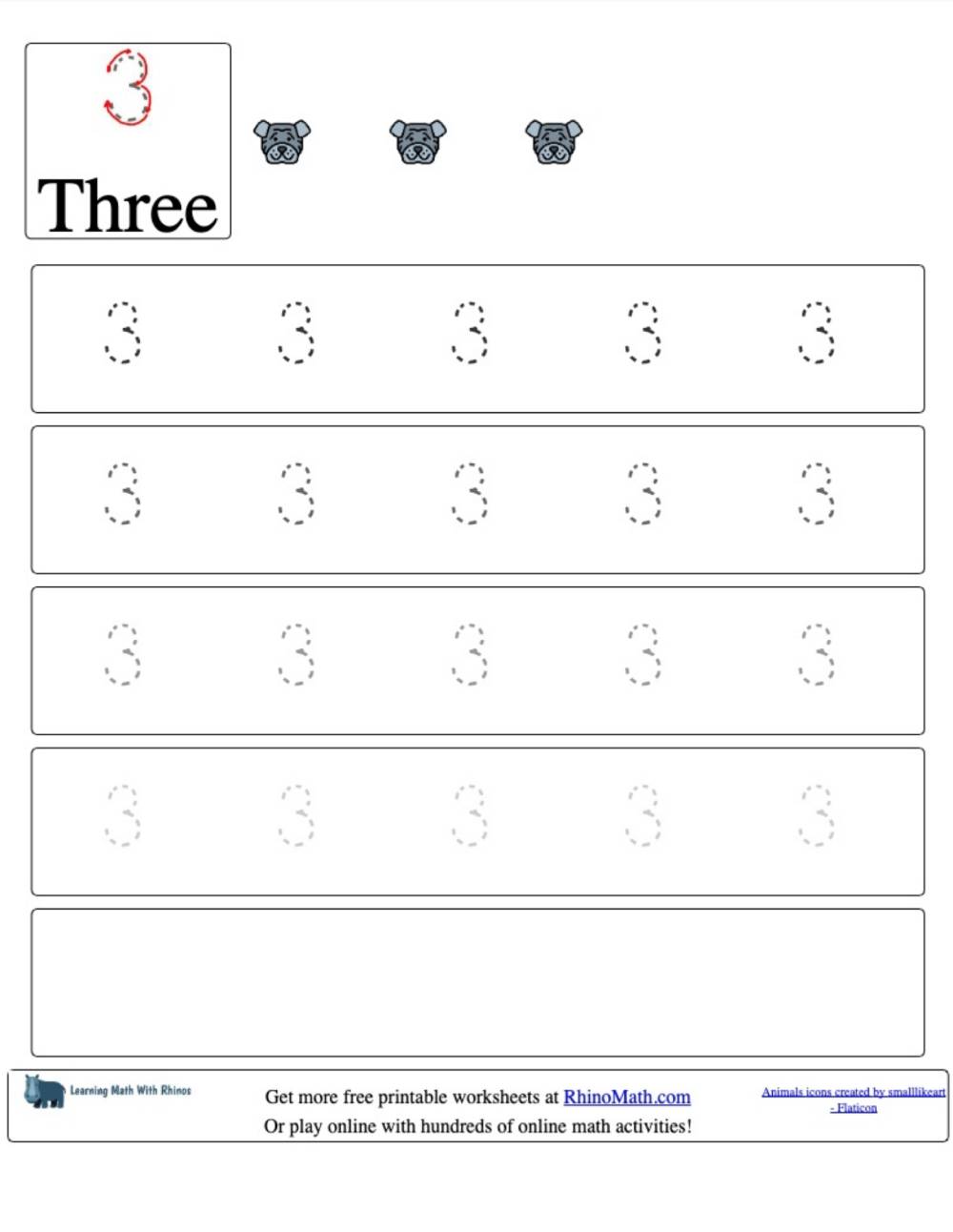 Read more about the article Tracing the Number 3 – Number Tracing Worksheets