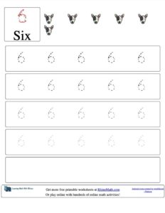 trace the number 6 v2 rhinomath worksheet