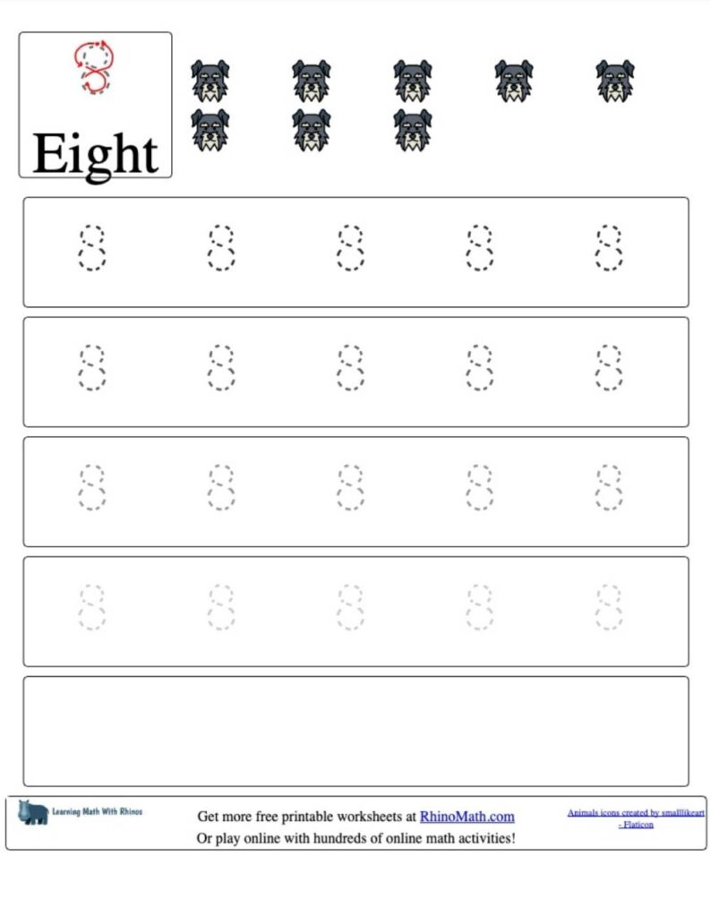 trace the number 8 v2 rhinomath worksheet