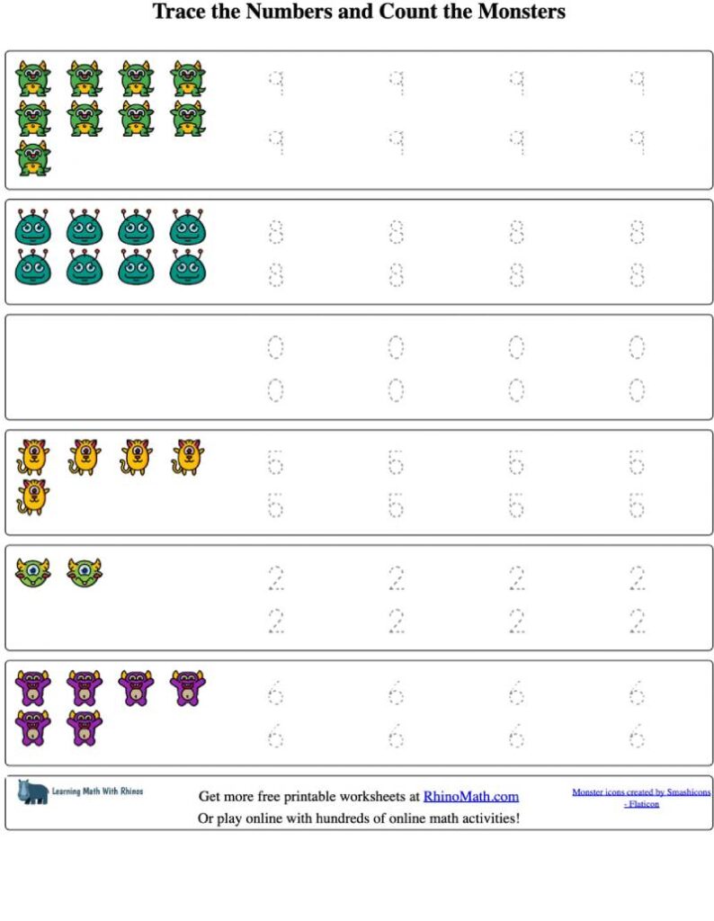 trace the number v3 rhinomath worksheet 5