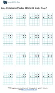 Long multiplication 3digit x 3digits - Page 1