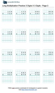 Long Multiplication Practice 3 Digits X 3 Digits - Page 3