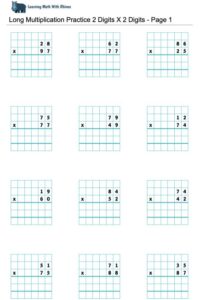 Long multiplication 2digit x 2digits - Page 1