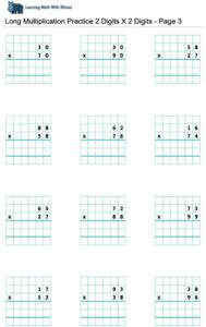 Long multiplication 2digit x 2digits - Page 3