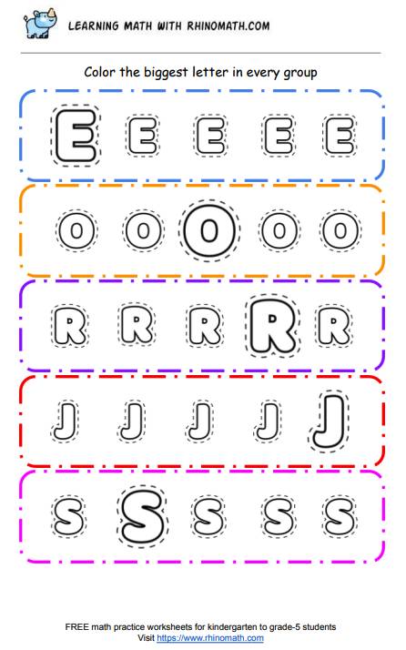 Practice comparing sizes worksheets - p4