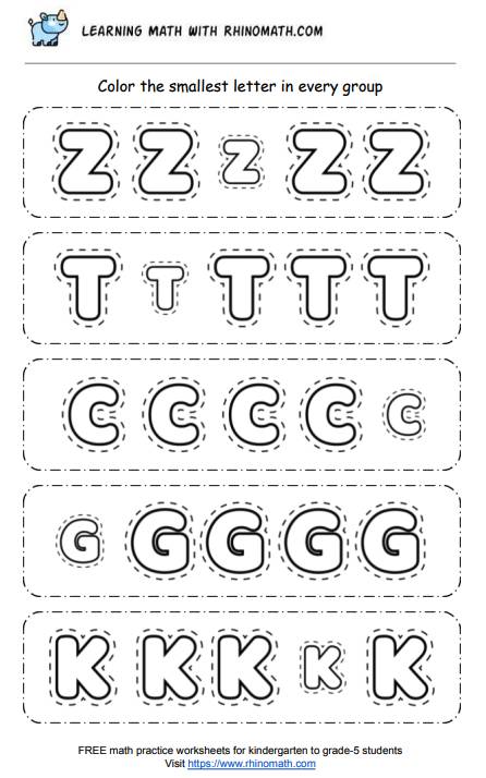 Practice comparing sizes worksheets - p5