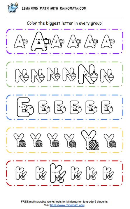 Practice comparing sizes worksheets - p6